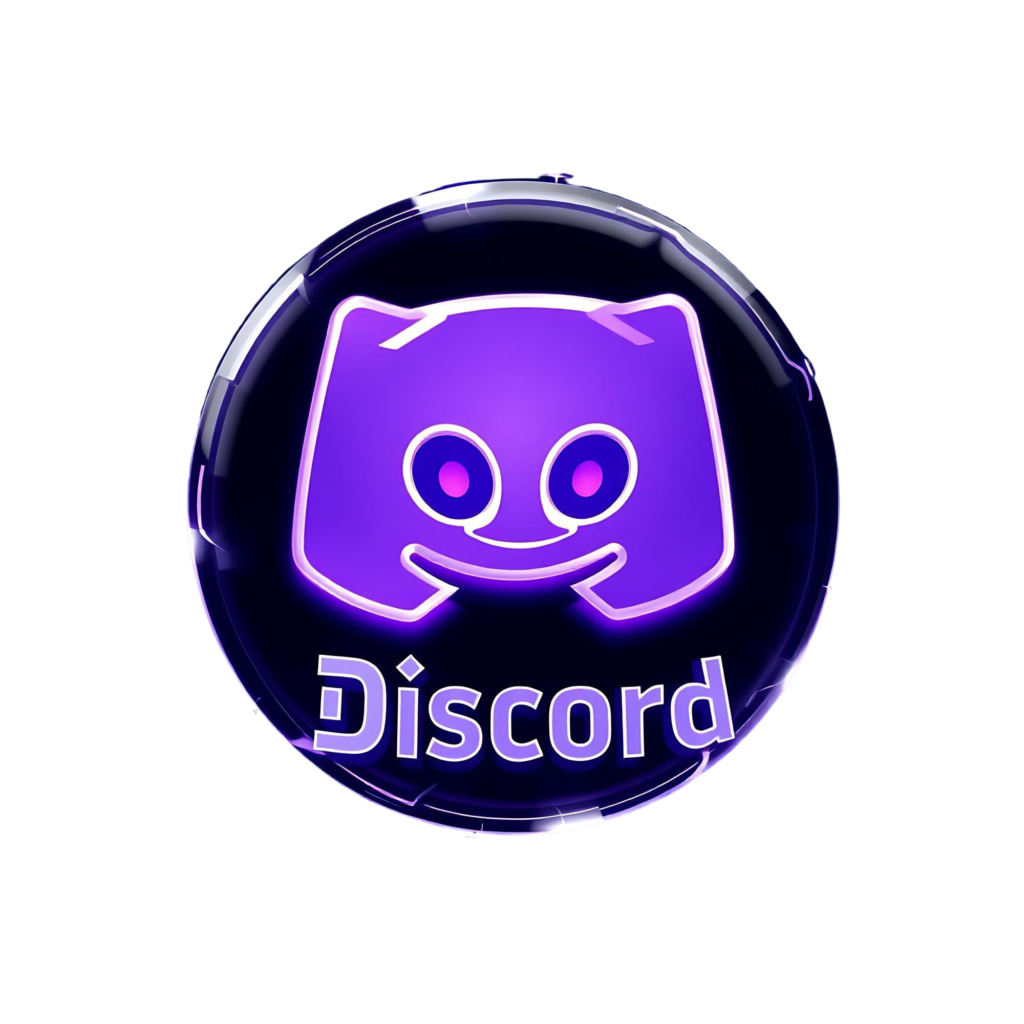 discord logo with 3d render etched glass material pulsating glow purple white color scheme isol.png